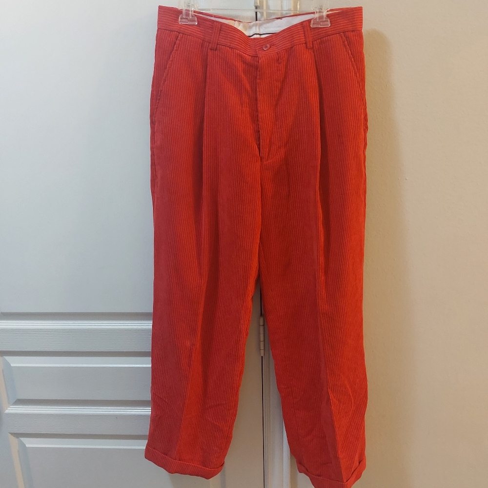Syllables Men's Red Waffle Pattern Corduroy Pants Size 34